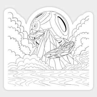 space sharks black and white Sticker